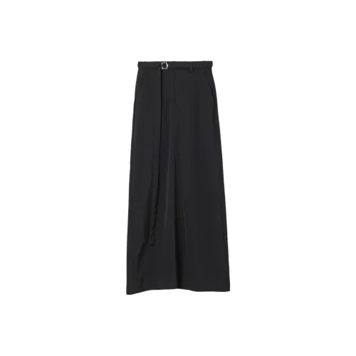 08 SIRCUS 블랙 여성 캐주얼 롱 스커트