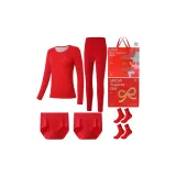 Red Thermal Set+2 Pack Socks+2 Pack Underpants[Women's]