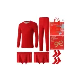 Red Thermal Set+2 Pack Socks+2 Pack Underpants