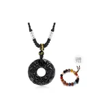 Obsidian-Peaceful Buckle Pendant[with Woven Rope]