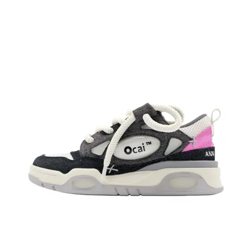 앤 안델만 x Ocai 001 데님 블랙 미끄럼 방지 키높이 로우탑 스케이트보드 신발 남녀공용 블랙