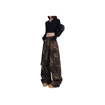 SOCKKEY Jeans Unisex Leopard Print