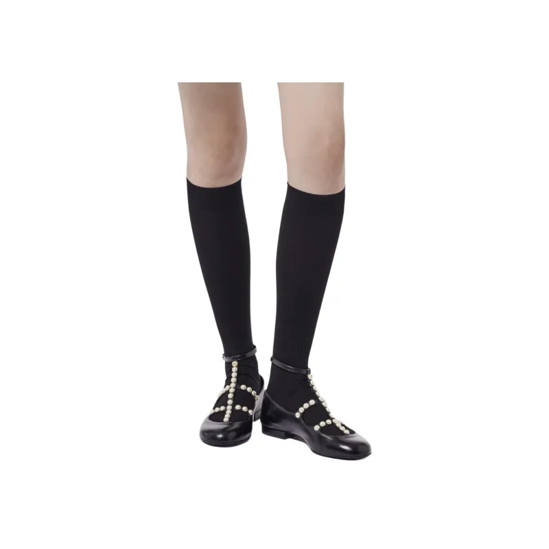 CHANEL Knee High Socks Women's Black-0