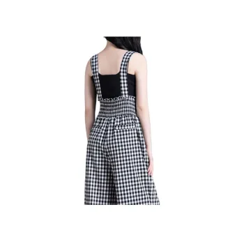 You Cow Me Pants SS24 Overalls Women's Black White Plaid