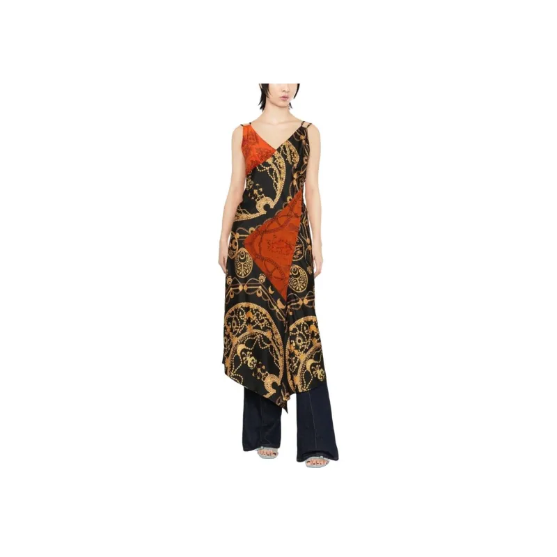 Marine Serre Graphic print Silk Slip Dress-1