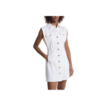 MICHAEL KORS Stretch Denim Sleeveless Shirtdress