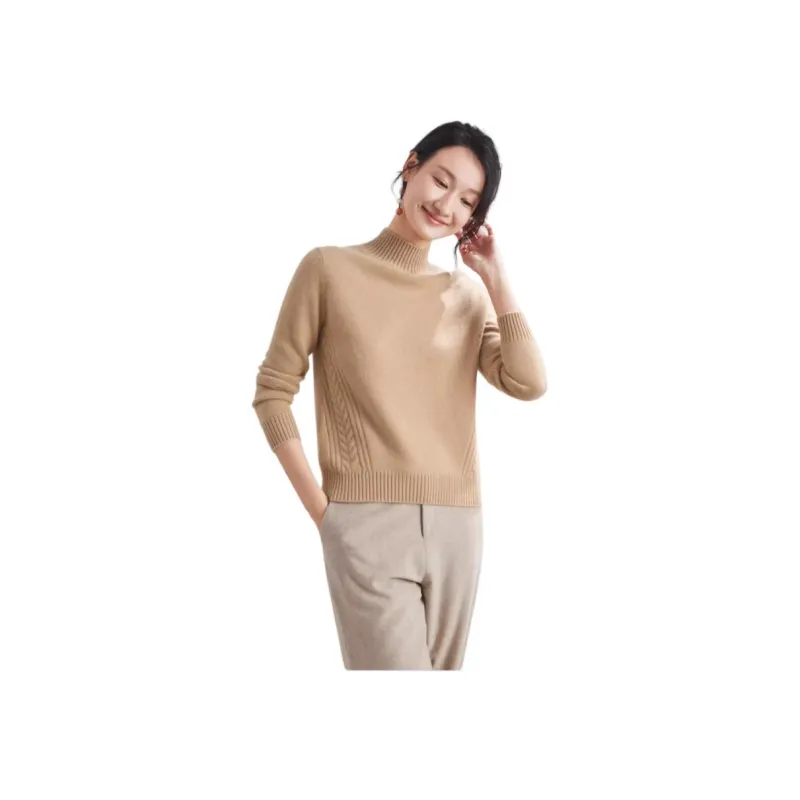 MIHUANG Cashmere Sweater Women's Light Camel-0