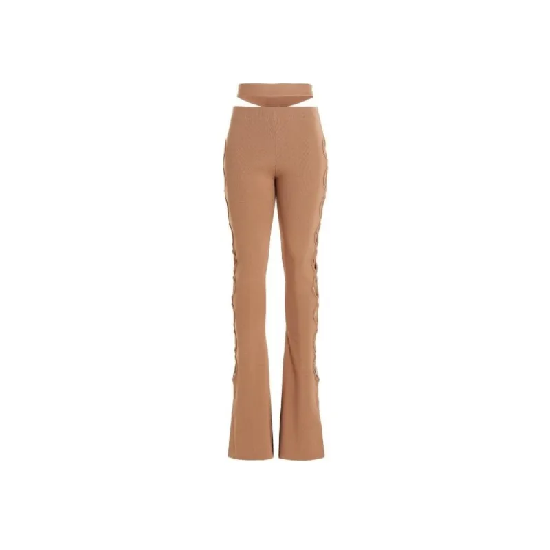 ANDREĀDAMO High Waist Cut Out Detailed Bootcut Trousers-0