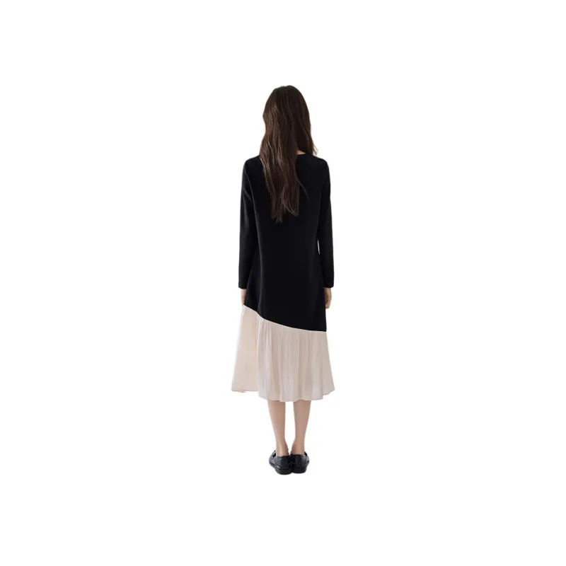 Mo Han Yi Mei Long Sleeved Dress Women's Black & White-0