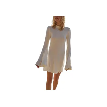 FREE PEOPLE Dare To Dance Mini Long-Sleeved Dresses Women's Off White/Ecru
