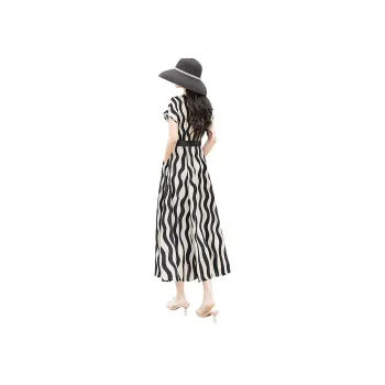 Cypress House Short Sleeved Dress Women's Black Rice Ripple