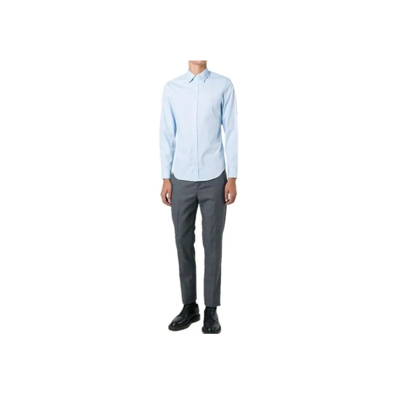 Burberry Mens Cotton Classic Long Sleeves Shirt Blue-3