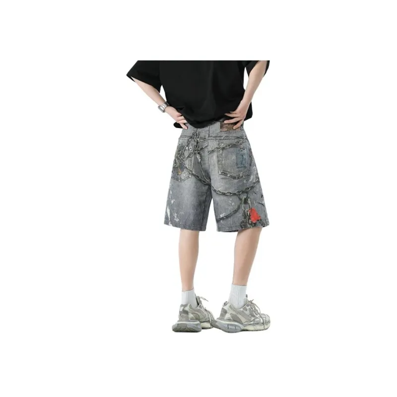 ADOONGA Denim Shorts Unisex Vintage Blue-1