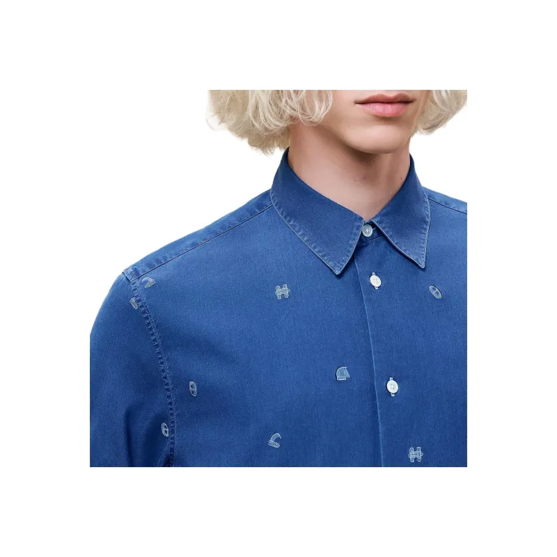 HERMES Shirts Men Blue-1