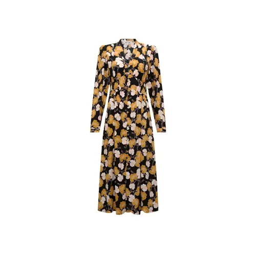 DVF 배색 여성 긴팔 원피스