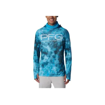 Columbia PFG Super Terminal Tackle™ Vent Hoodie Sweatshirt Men's Ocean Blue Deep Water Camouflage