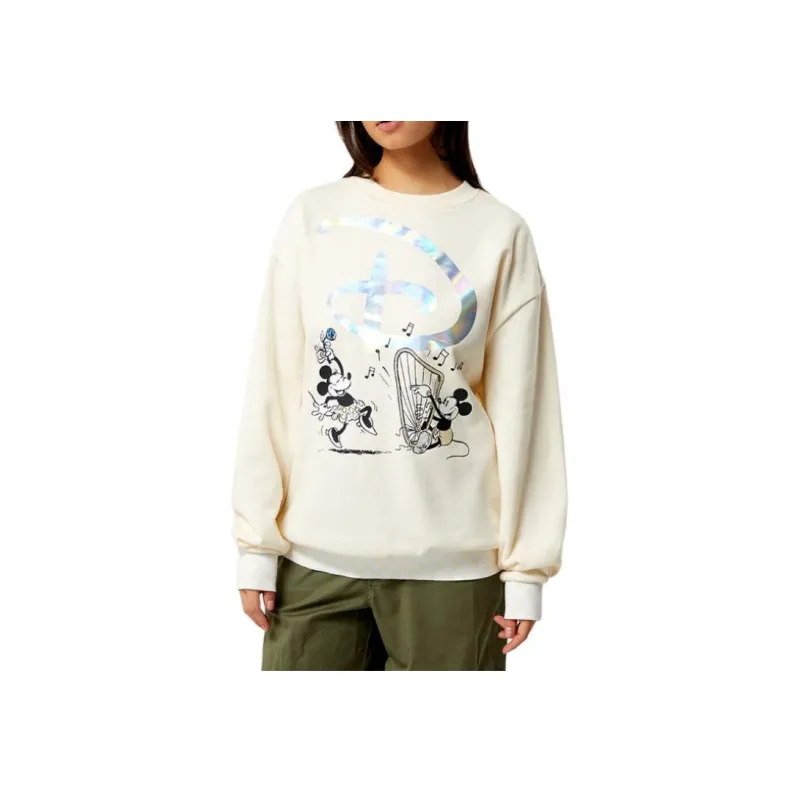 Vans x Disney Swan Song Oversized Long Sleeve Crew Sweatshirt Women's White-1