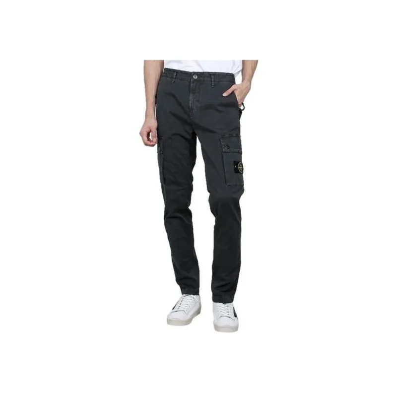 STONE ISLAND Logo Patch Straight Leg Pants-3