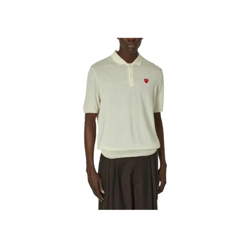 CDG Play Polo Shirts Men Ecru-0