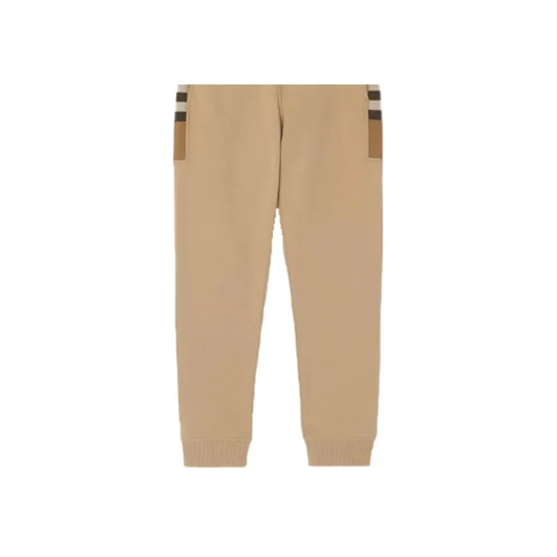 Burberry Check Panel Cotton Blend Jogging Pants-6