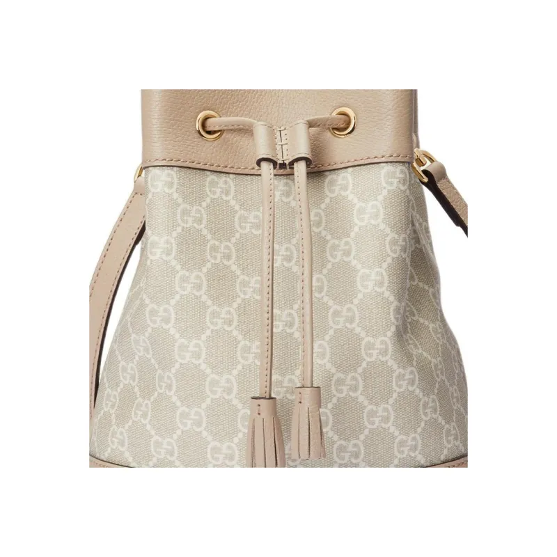 GUCCI Ophidia Canvas With Leather Bucket Bag Canvas Bag Handbag Shoulder Bag Crossbody Bag Small Size Women's Beige-8