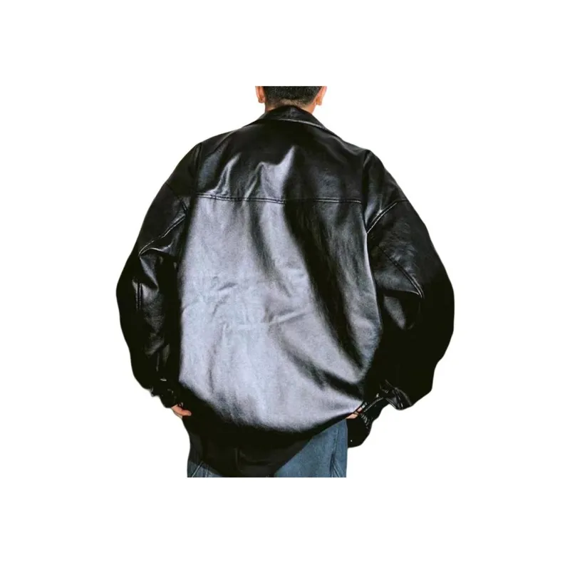 RAP PANDA Leather Jacket Unisex Black-1