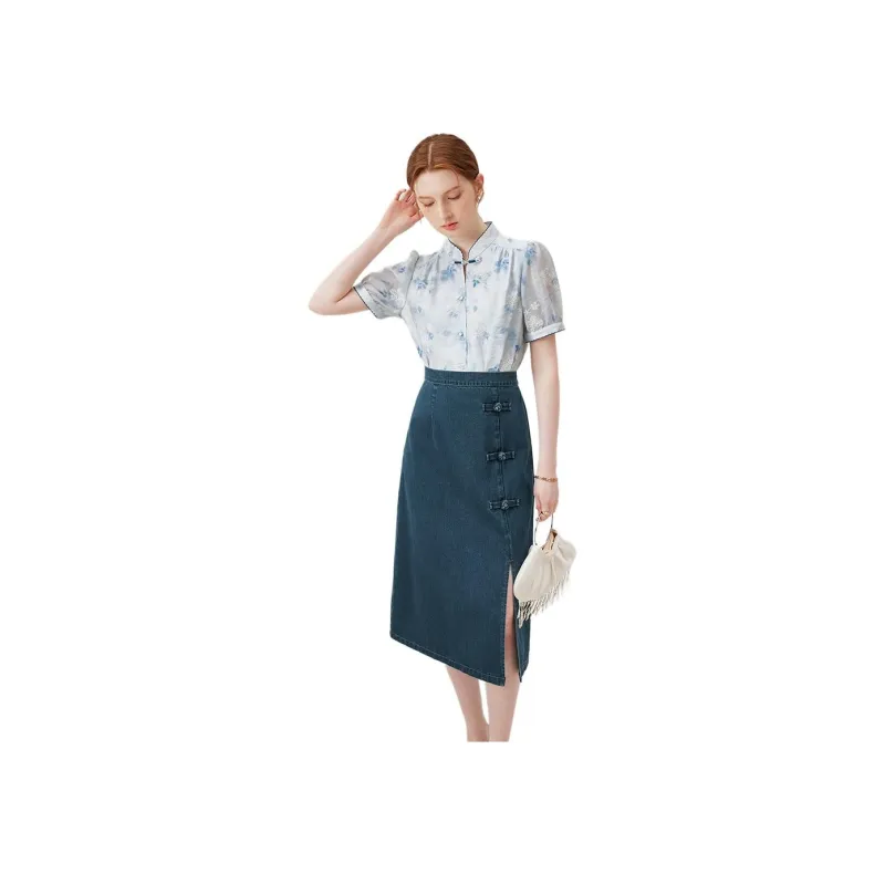 FANSILANEN Denim Long Skirt Women's-1