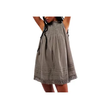 FREE PEOPLE Shea Solid Mini Sleeveless Dress Women's Dried Basil
