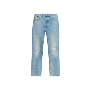 PALM ANGELS Straight Leg Distressed Jeans