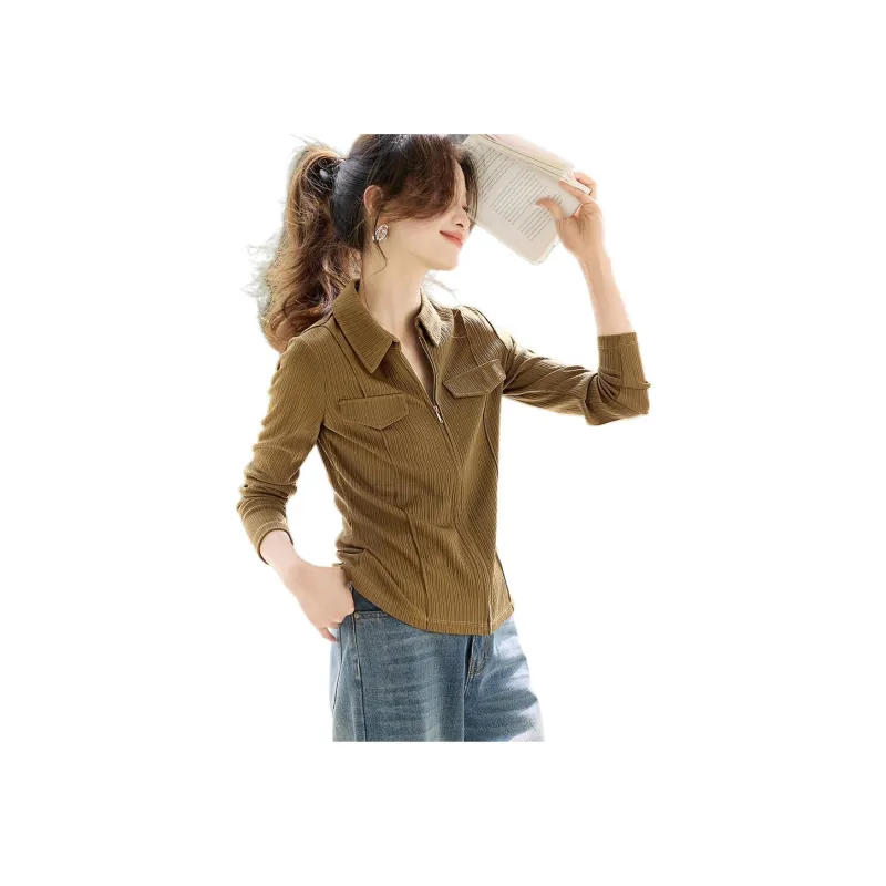 Mo Han Yi Mei Shirts Women's Olive Green-0