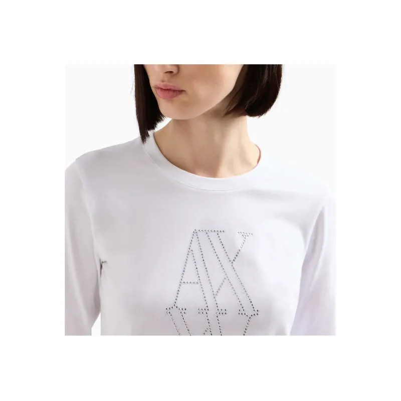 ARMANI EXCHANGE Rhinestone embellished Logo T shirt-2