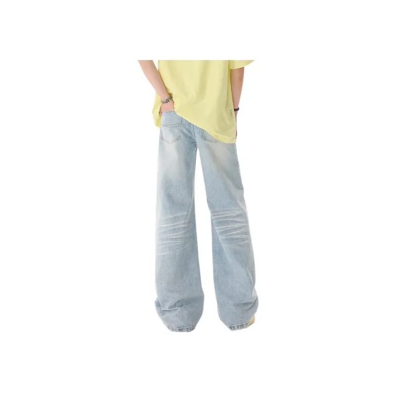 HCHUICHENG Jeans Unisex Washed Blue-0
