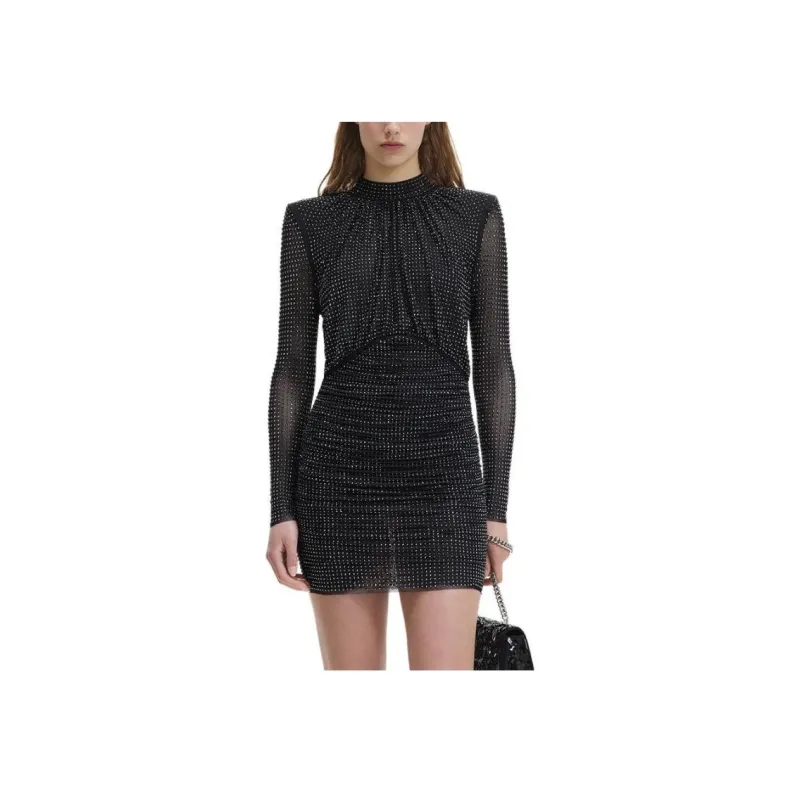 Self portrait Long Sleeved Dress Women's Classic Black-1