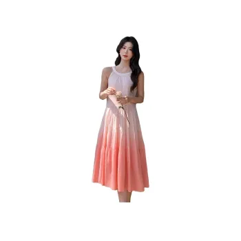 SNZX Sleeveless Dresses Women's Gradient Pink