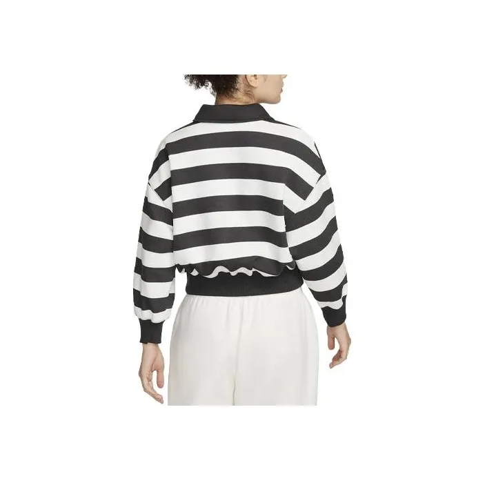 Nike Sportswear Phoenix Fleece Women's Oversized 3/4-Sleeve Striped Crop Polo-1
