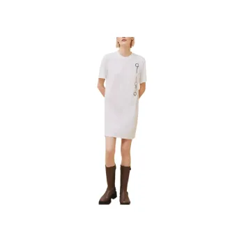HERMES Short-Sleeved Dresses Women's Gray White