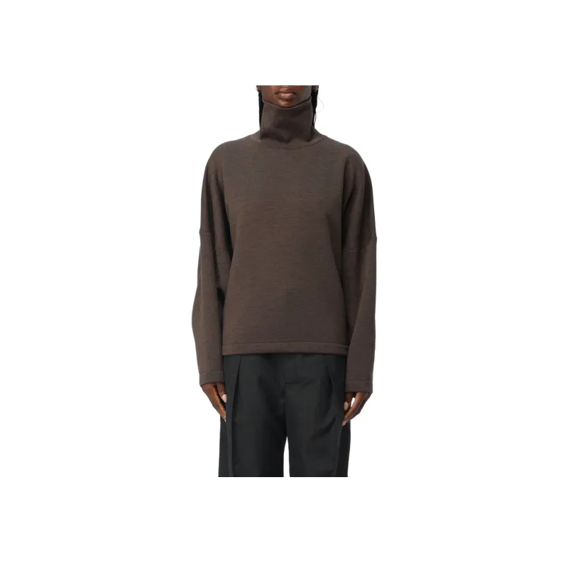Lemaire High Neck Sweatshirt 'Dark Brown Melange'-1