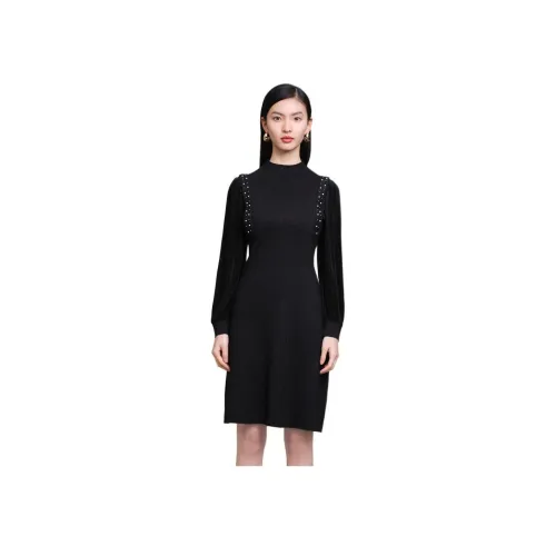 JZ. ANNAKRO 블랙 여성 긴팔 원피스