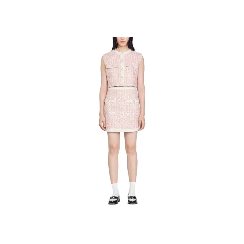 Sandro Sequined Tweed Miniskirt-1