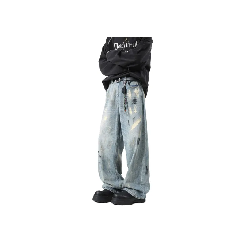 AKIN Jeans Unisex Ink Splatter Blue-2