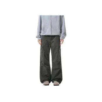 FONDLOOK American Trendy Casual Wide Leg Loose Fit Jeans Men's