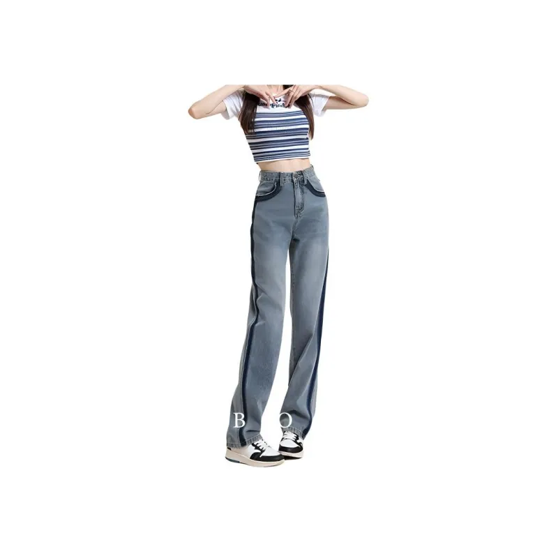 FAWENXIANGZI Jeans Women's Vintage Blue-8