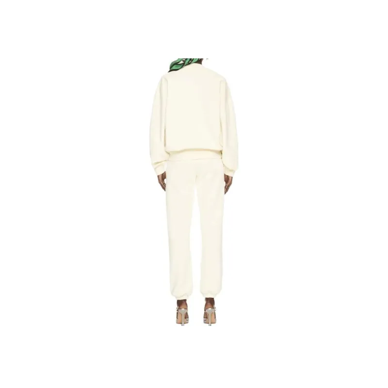 OFF WHITE OW Print Cotton Track Pants Cream White-2