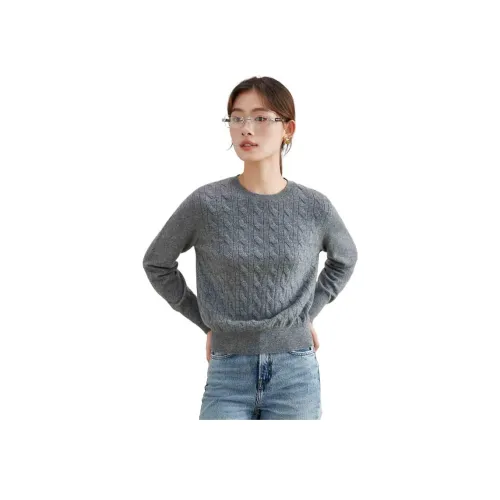 MIHUANG 미디엄 그레이 여성 캐시미어 스웨터
