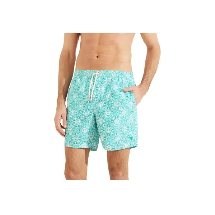 GUESS Mosaic Swim Trunks Casual Shorts Men's Blue-2