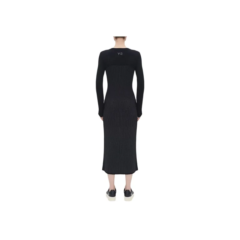Y 3 Long Sleeved Dresses Women's Black-3
