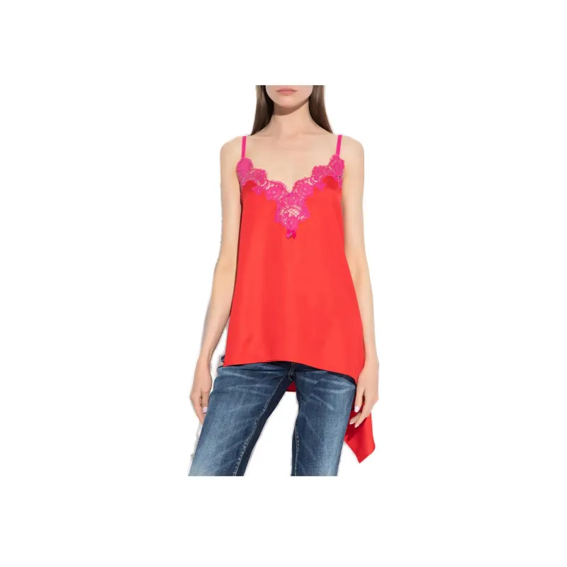 DSQUARED 2 Lace panelled Asymmetric Cami Top-1