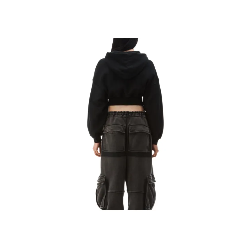 Alexander Wang Cropped Zip up Cotton Hoodie-2