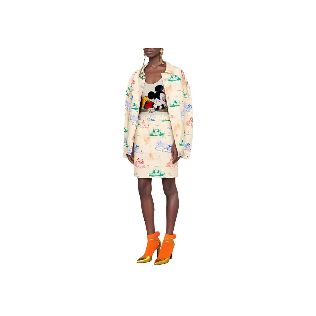 GUCCI X Disney Women's Mickey Print Swimsuit White - POIZON