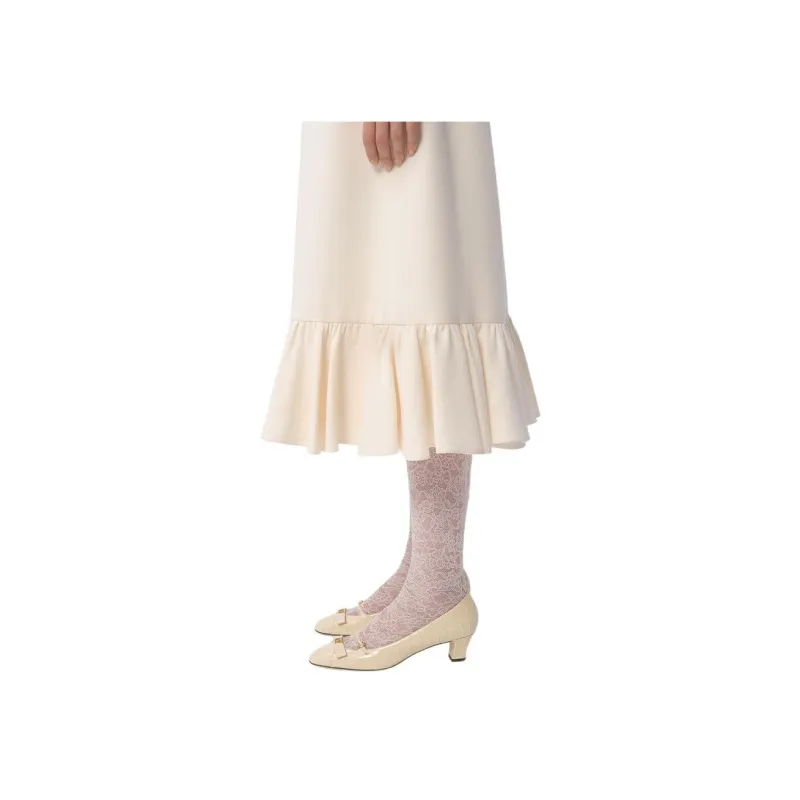 Valentino Crepe Couture Ruffled Hem Midi Skirt-5